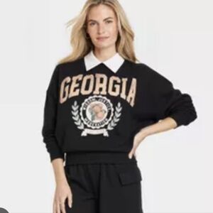 Grayson Threads,Georgia Black Sweatshirt with White Collar, Size M